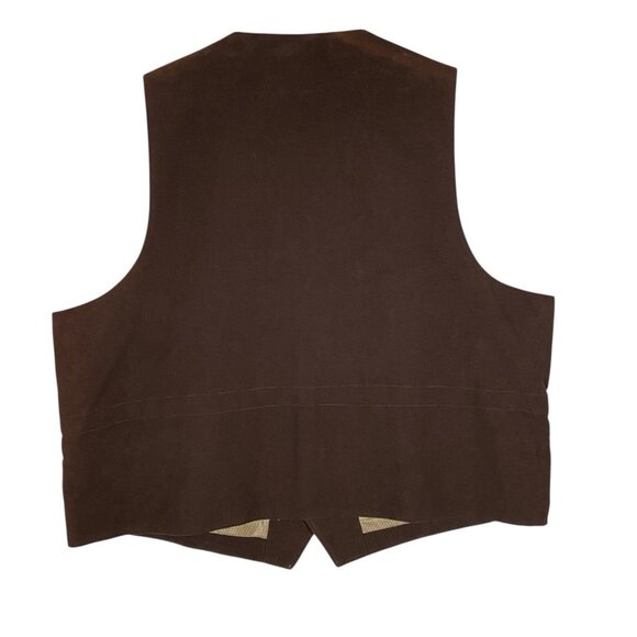 Vintage Jean Paul Germain Waistcoat Mens 4X Brown Cotton Suit Vest Western - Picture 2 of 14